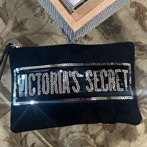 Victoria's Secret Black Pouch with Silver Sequins